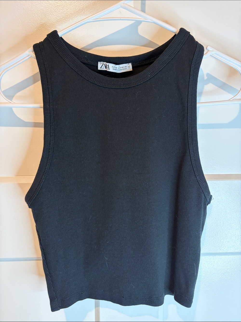 ZARA Black Ribbed Cropped Tank